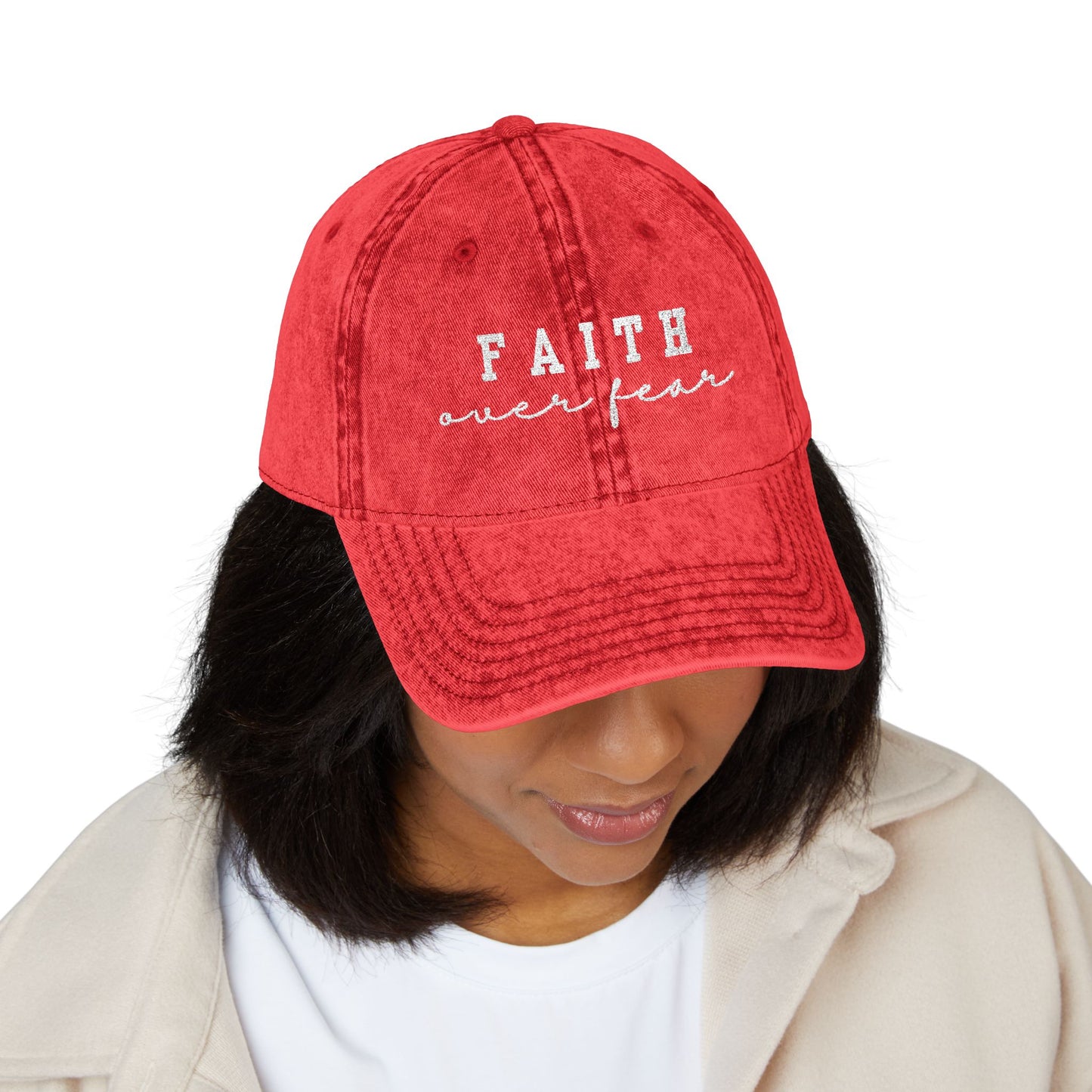 Embroidered Vintage Cap - 'Faith over fear'