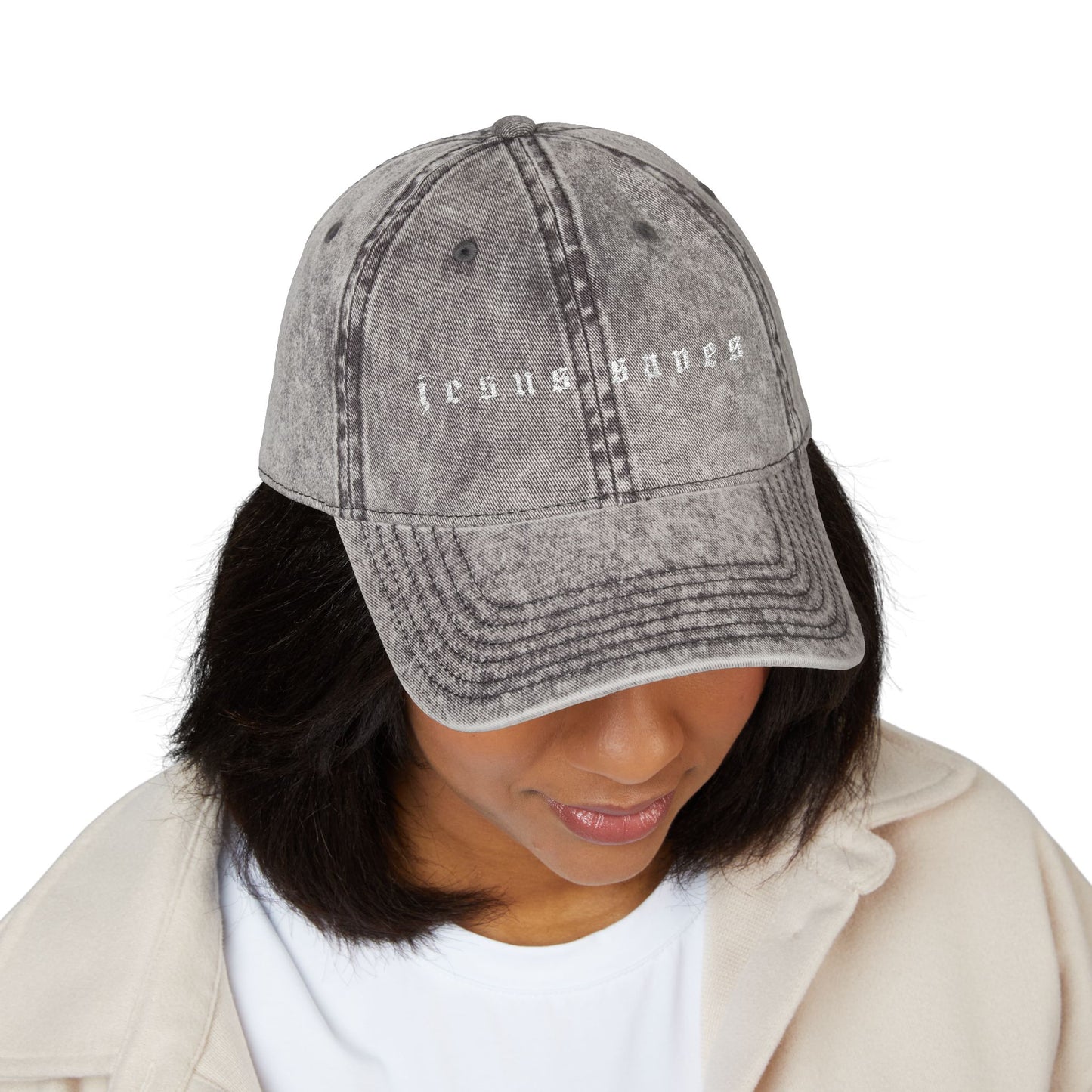 Embroidered Vintage Cap - 'jesus saves'