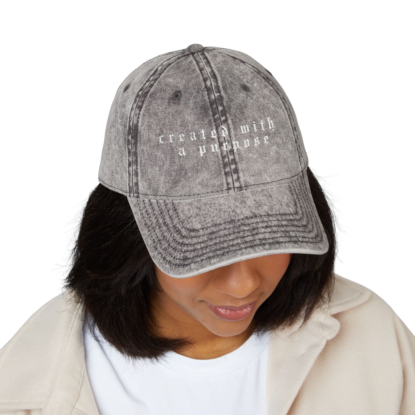 Embroidered Vintage Cap - 'created with a purpose'