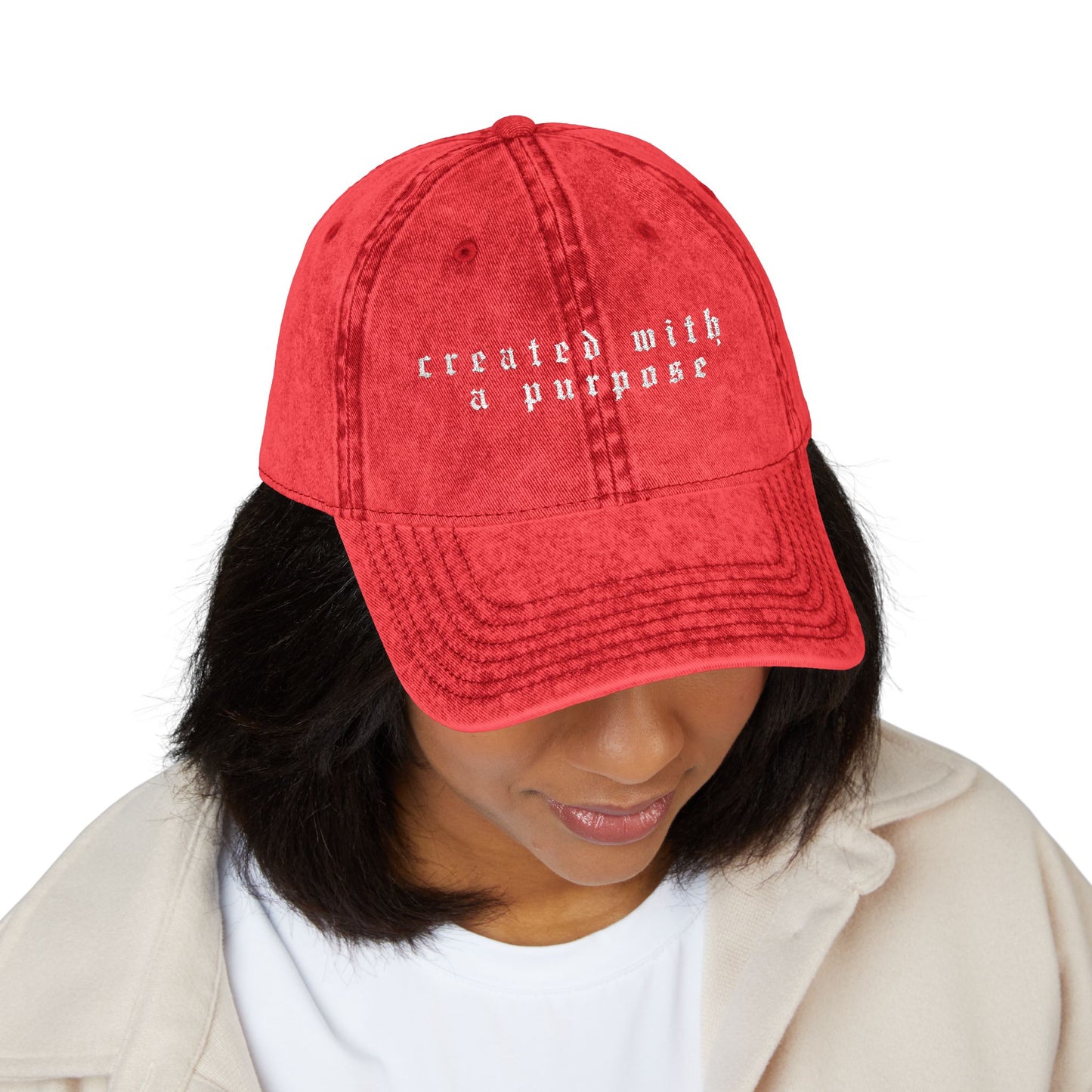 Embroidered Vintage Cap - 'created with a purpose'
