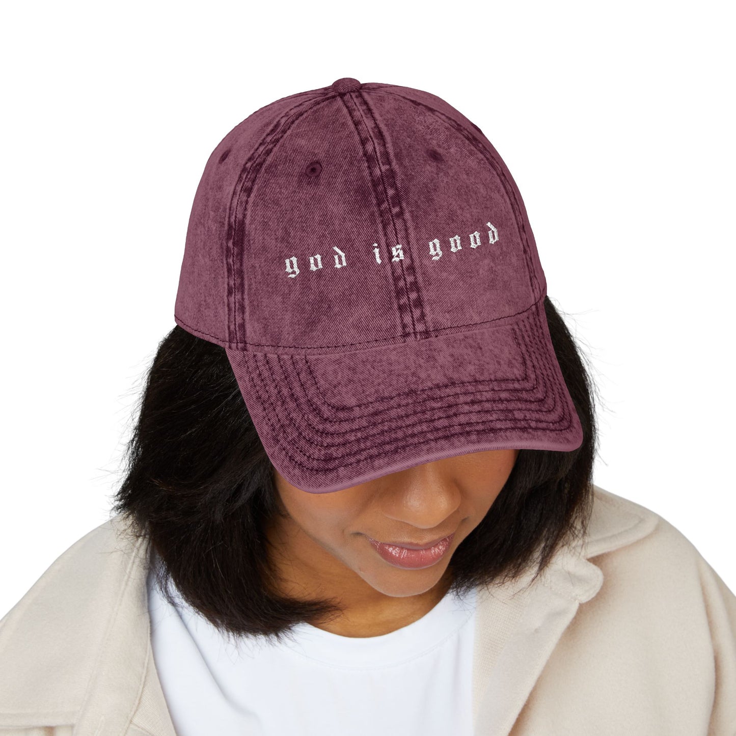 Embroidered Vintage Cap - 'God is Good'