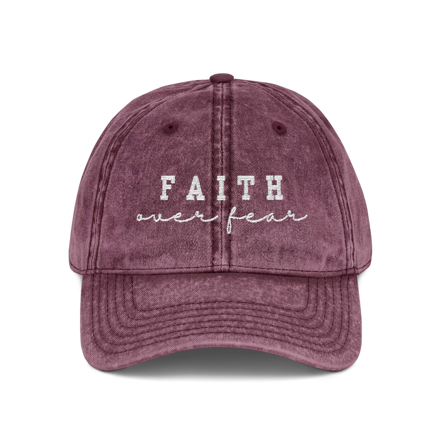 Embroidered Vintage Cap - 'Faith over fear'