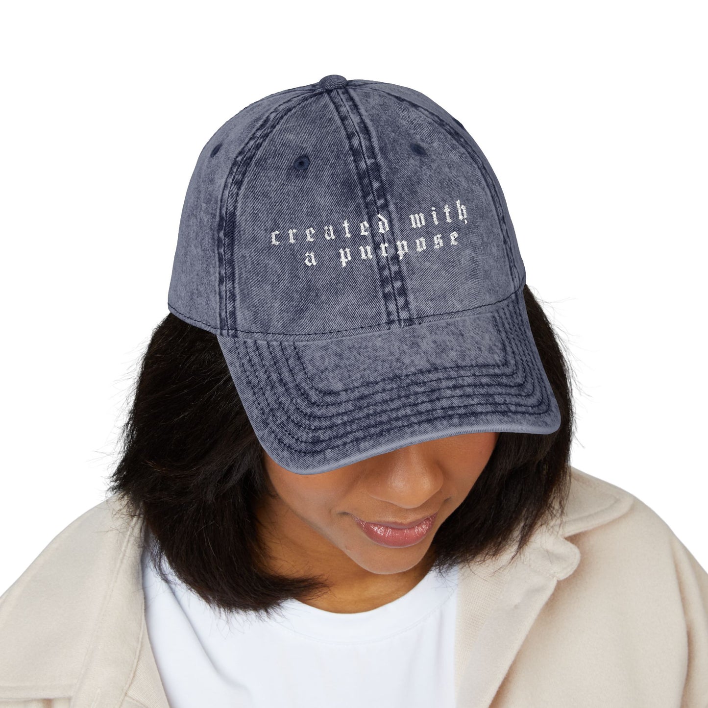 Embroidered Vintage Cap - 'created with a purpose'