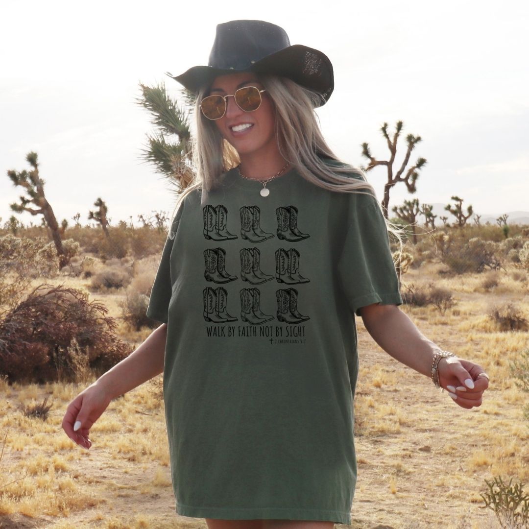 Walk by Faith Boots Unisex Tshirt