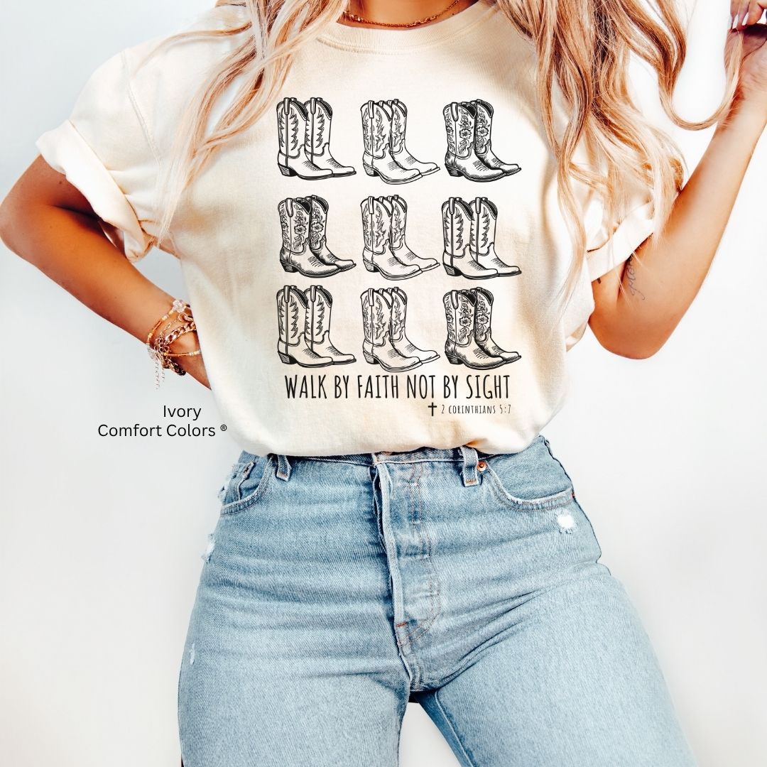 Walk by Faith Boots Unisex Tshirt