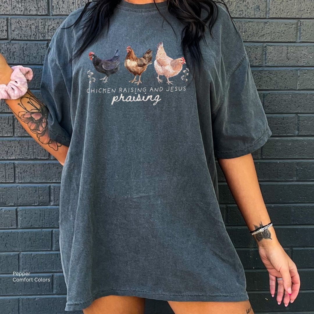 Chicken Raising Jesus Praying Faith & Farm Unisex Tshirt