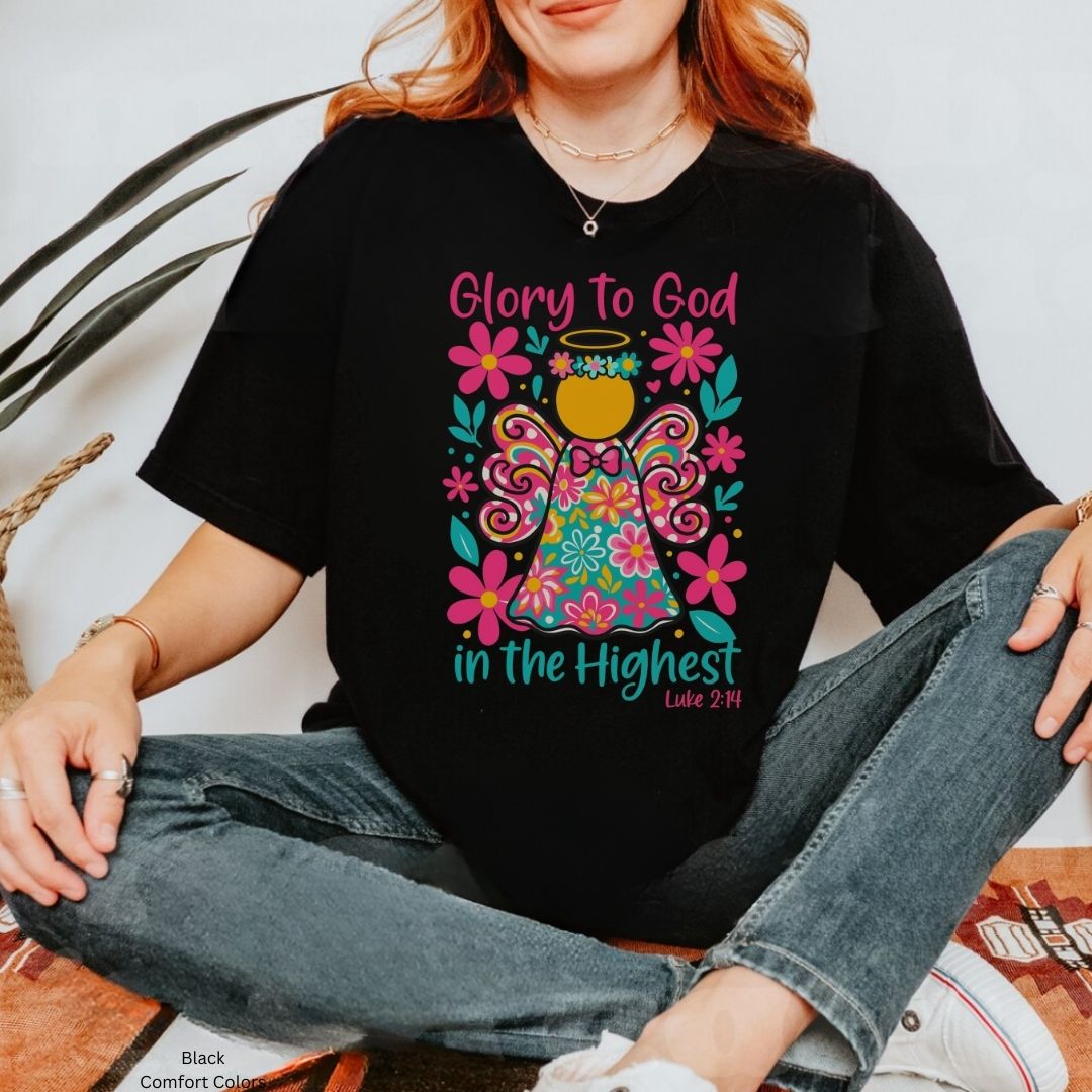 Glory to God in the Highest Floral Angel Unisex T-shirt
