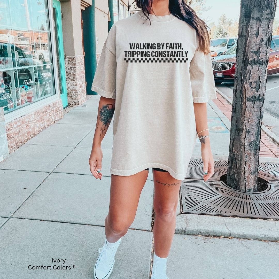 Walking by Faith Unisex T-shirt Checkered Shirt