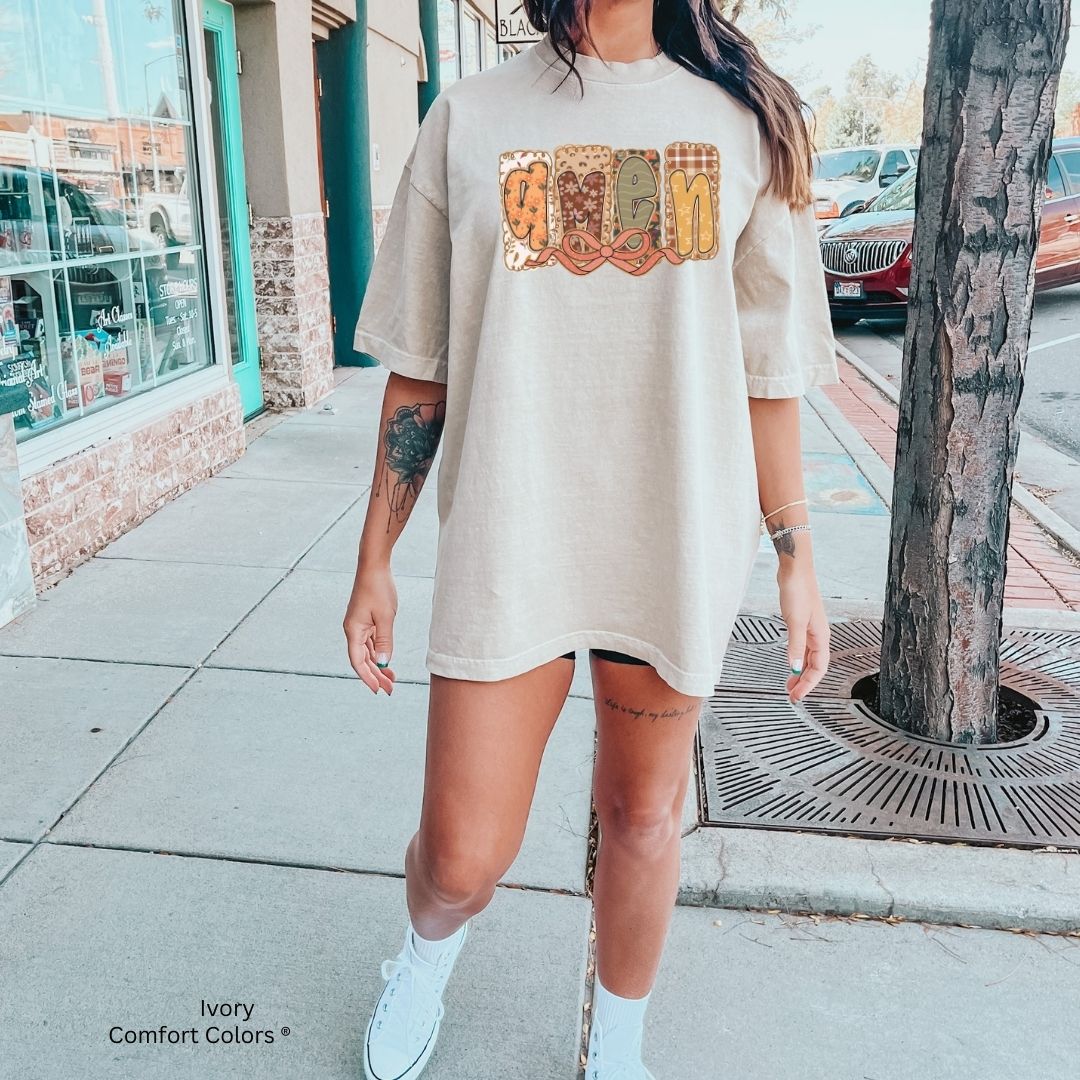 Amen Fall Floral Bow Unisex Tshirt