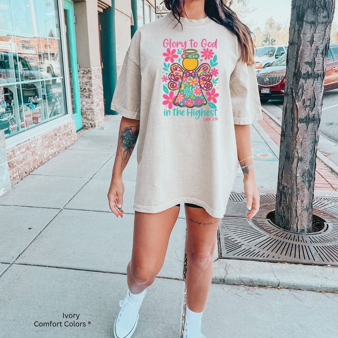 Glory to God in the Highest Floral Angel Unisex T-shirt