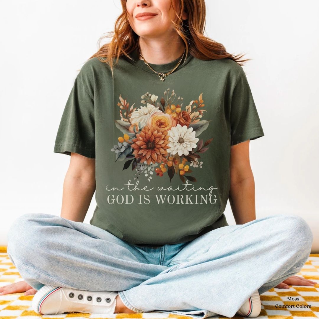 In the Waiting God is Working Boho Flowers Unisex T-shirt