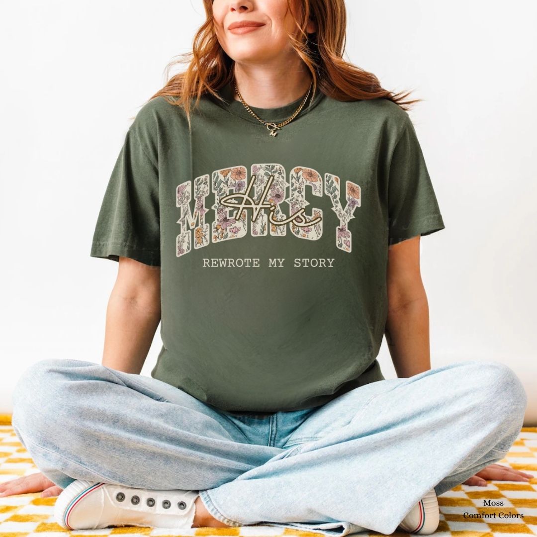His Mercy Rewrote My Story Boho Floral Unisex Shirt