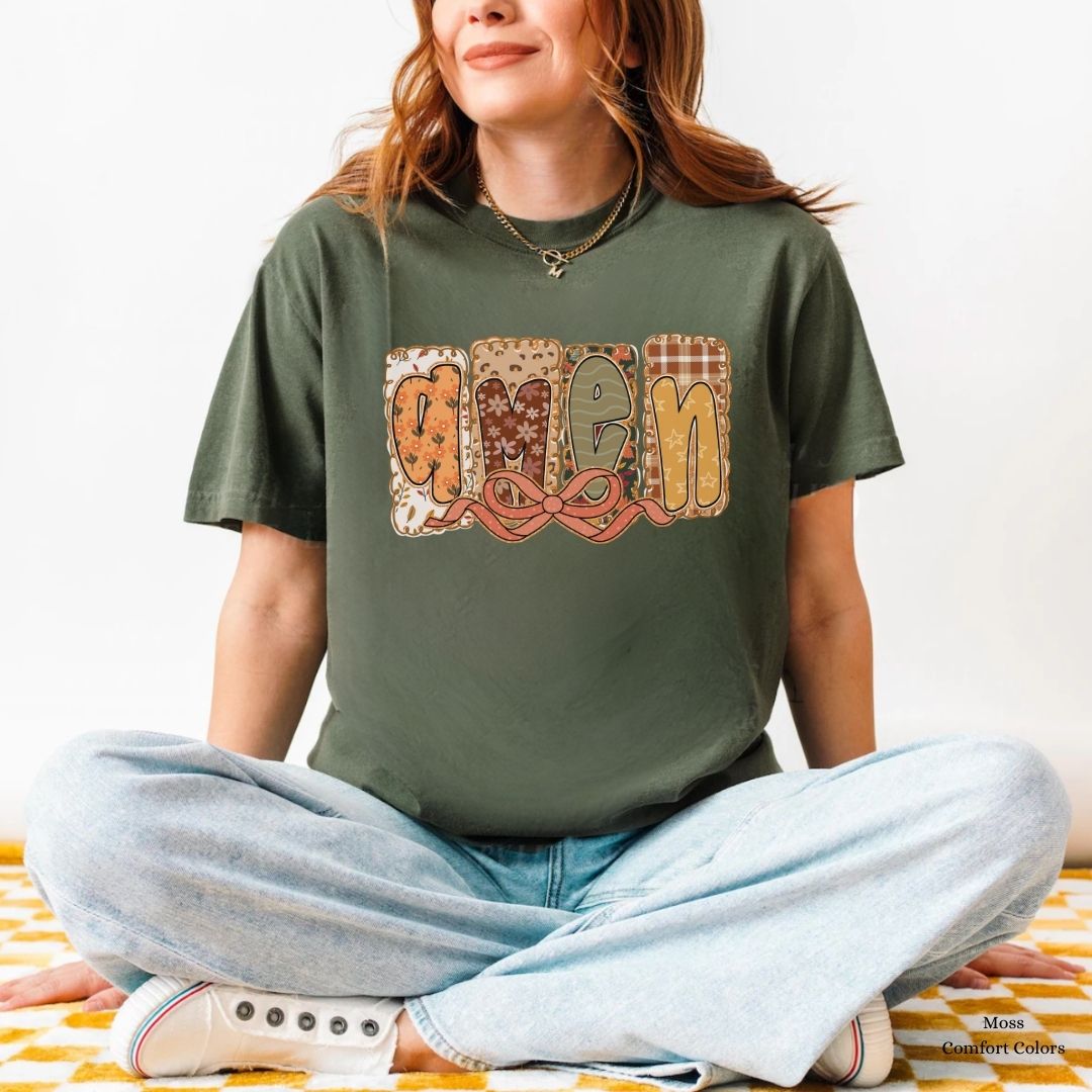 Amen Fall Floral Bow Unisex Tshirt