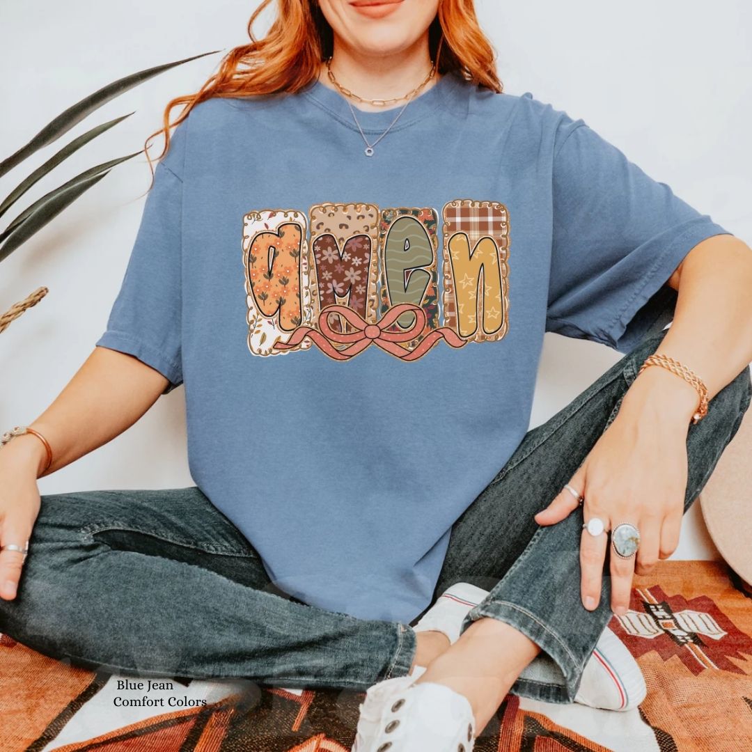 Amen Fall Floral Bow Unisex Tshirt