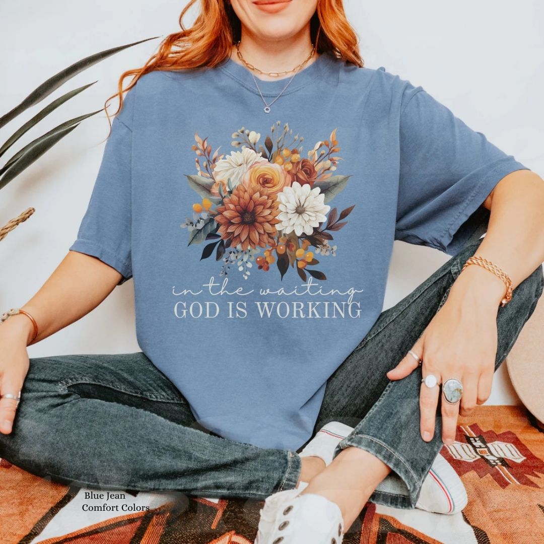 In the Waiting God is Working Boho Flowers Unisex T-shirt