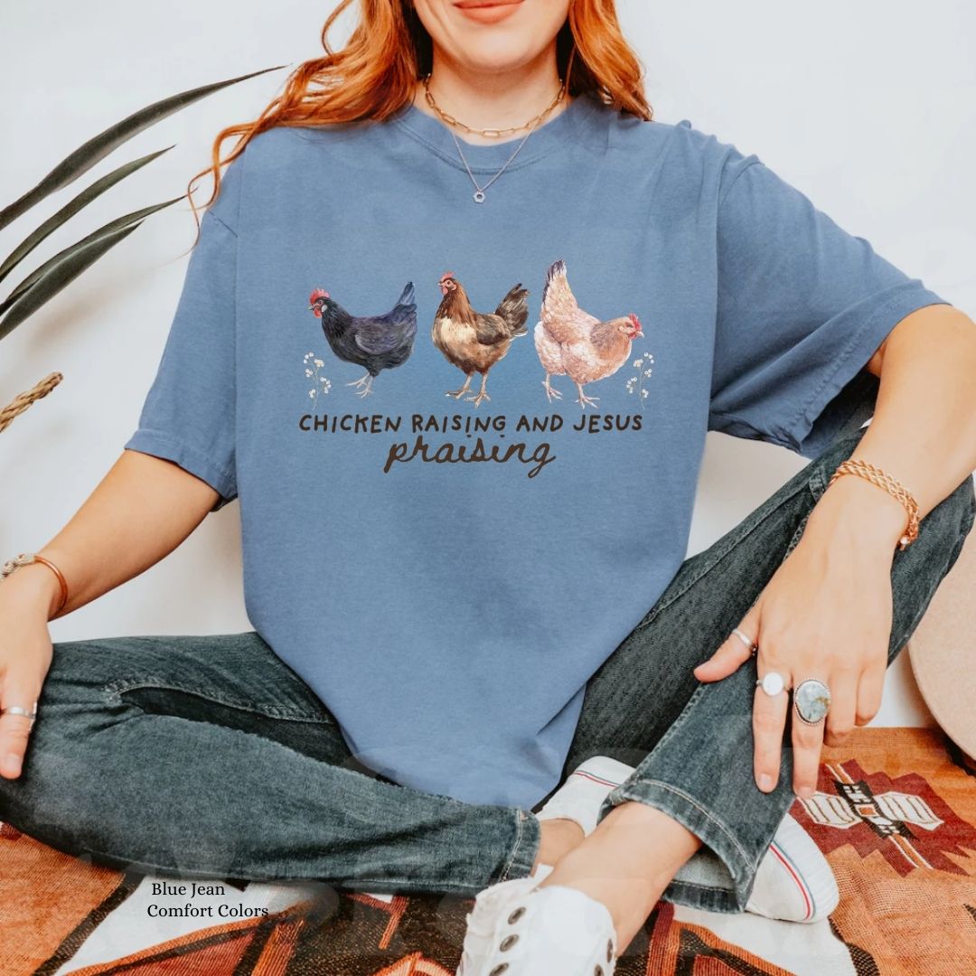 Chicken Raising Jesus Praying Faith & Farm Unisex Tshirt