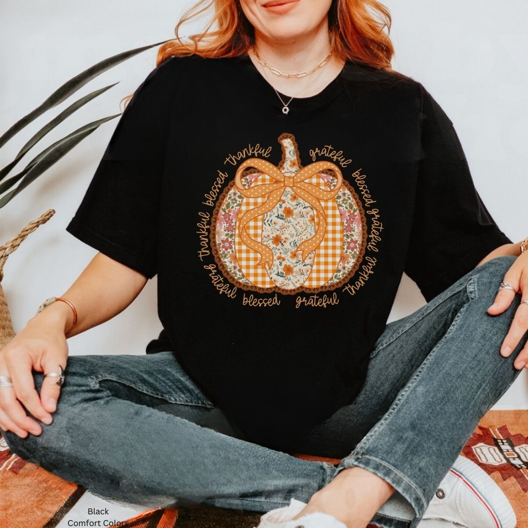 Thankful Blessed Grateful Fall Unisex Tshirt
