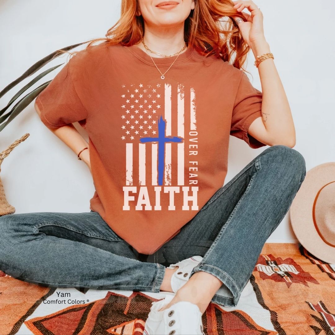 Faith Over Fear USA Flag Unisex T-Shirt