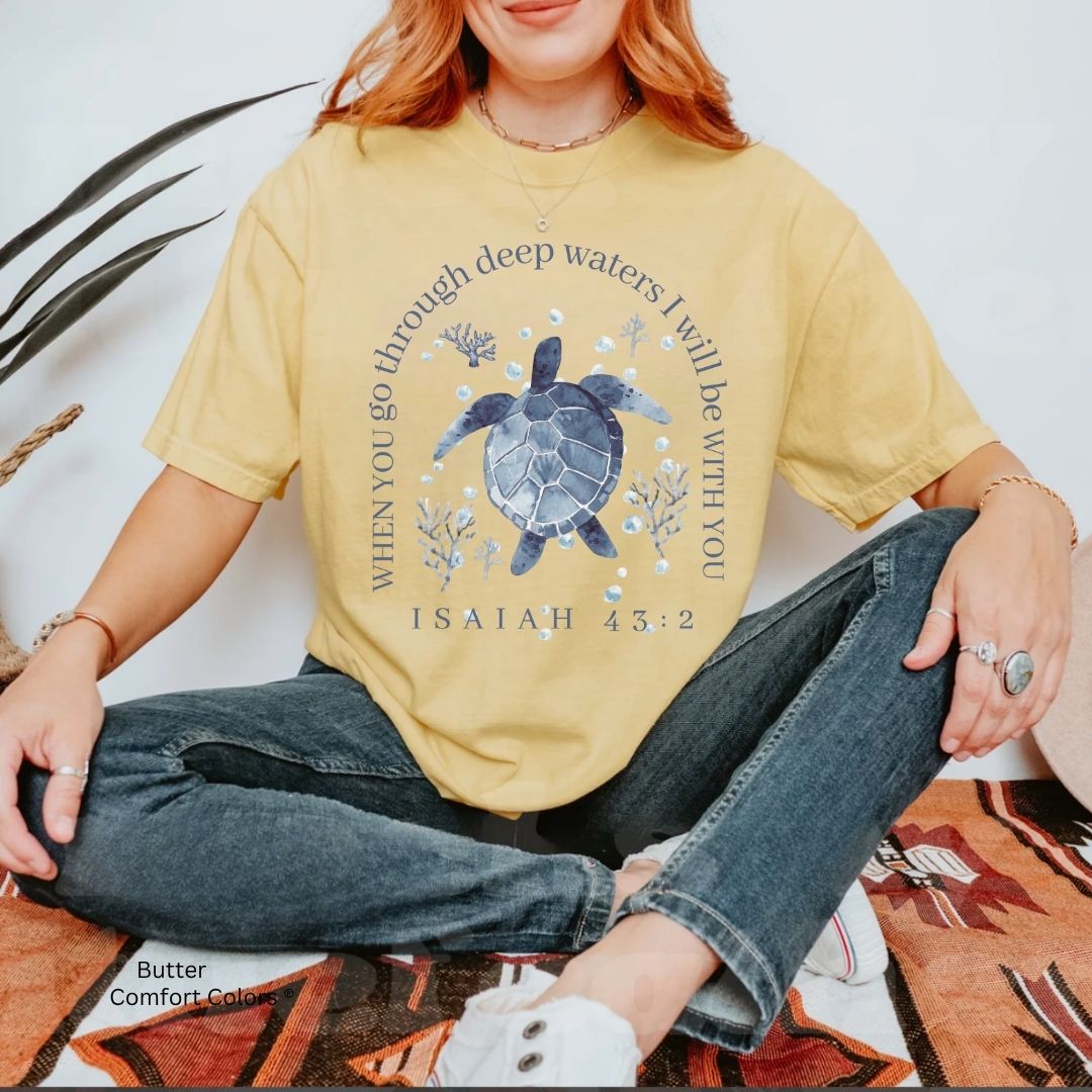Deep Waters Turtle UnisexT-Shirt Isaiah 43:2