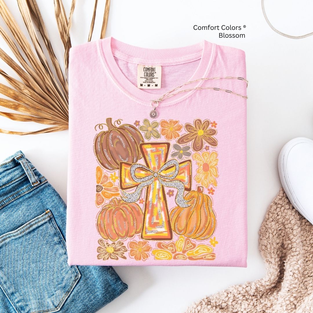 Fall Pumpkin Cross Unisex Tshirt