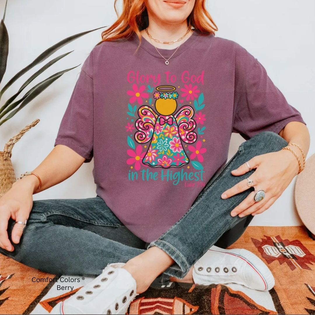 Glory to God in the Highest Floral Angel Unisex T-shirt