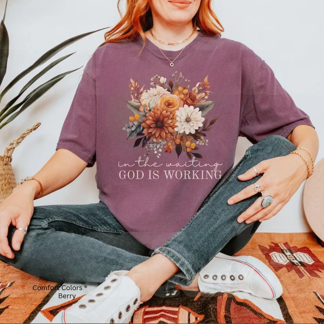 In the Waiting God is Working Boho Flowers Unisex T-shirt
