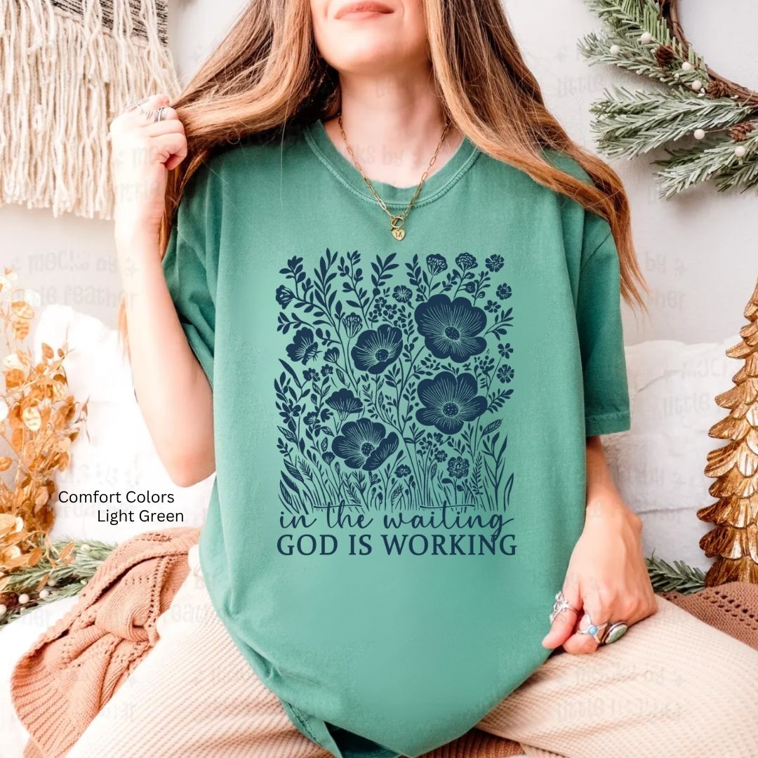 'In the Waiting God is Working' Inspirational Unisex T-shirt