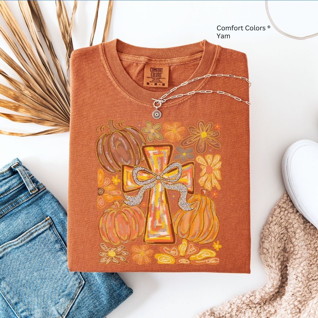 Fall Pumpkin Cross Unisex Tshirt