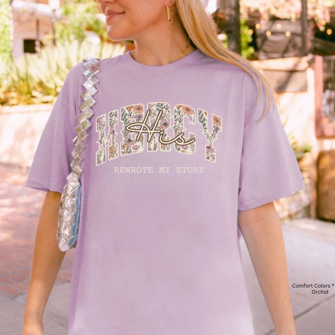 His Mercy Rewrote My Story Boho Floral Unisex Shirt