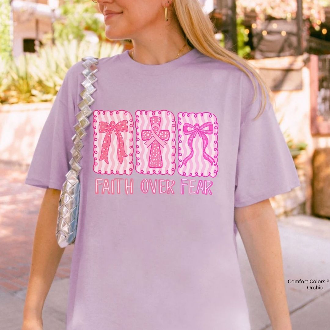 Faith Over Fear Breast Cancer Awareness Shirt Christian Unisex T-shirt