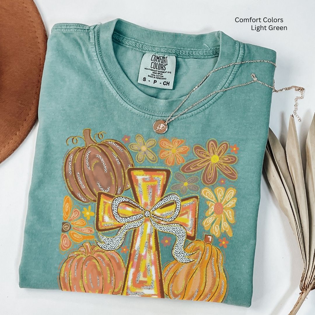 Fall Pumpkin Cross Unisex Tshirt