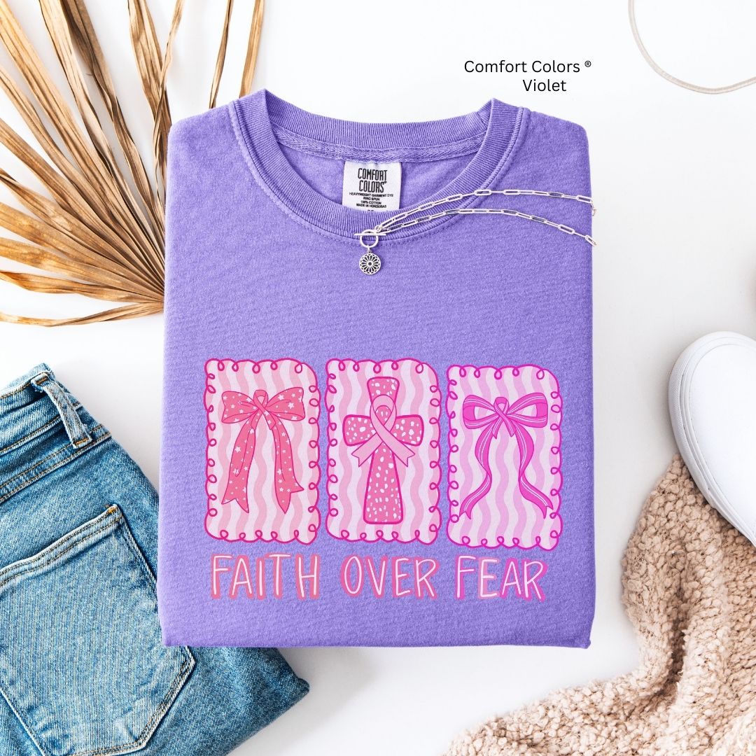Faith Over Fear Breast Cancer Awareness Shirt Christian Unisex T-shirt