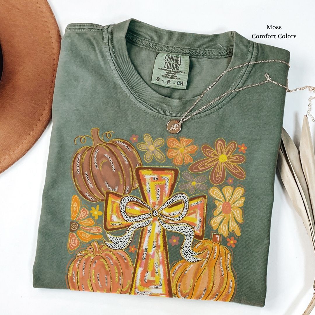 Fall Pumpkin Cross Unisex Tshirt