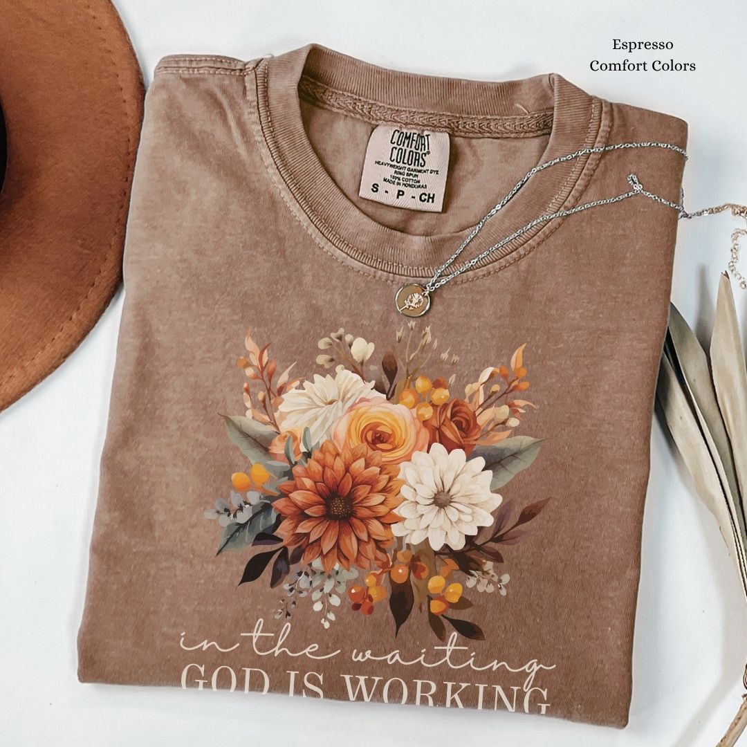 In the Waiting God is Working Boho Flowers Unisex T-shirt