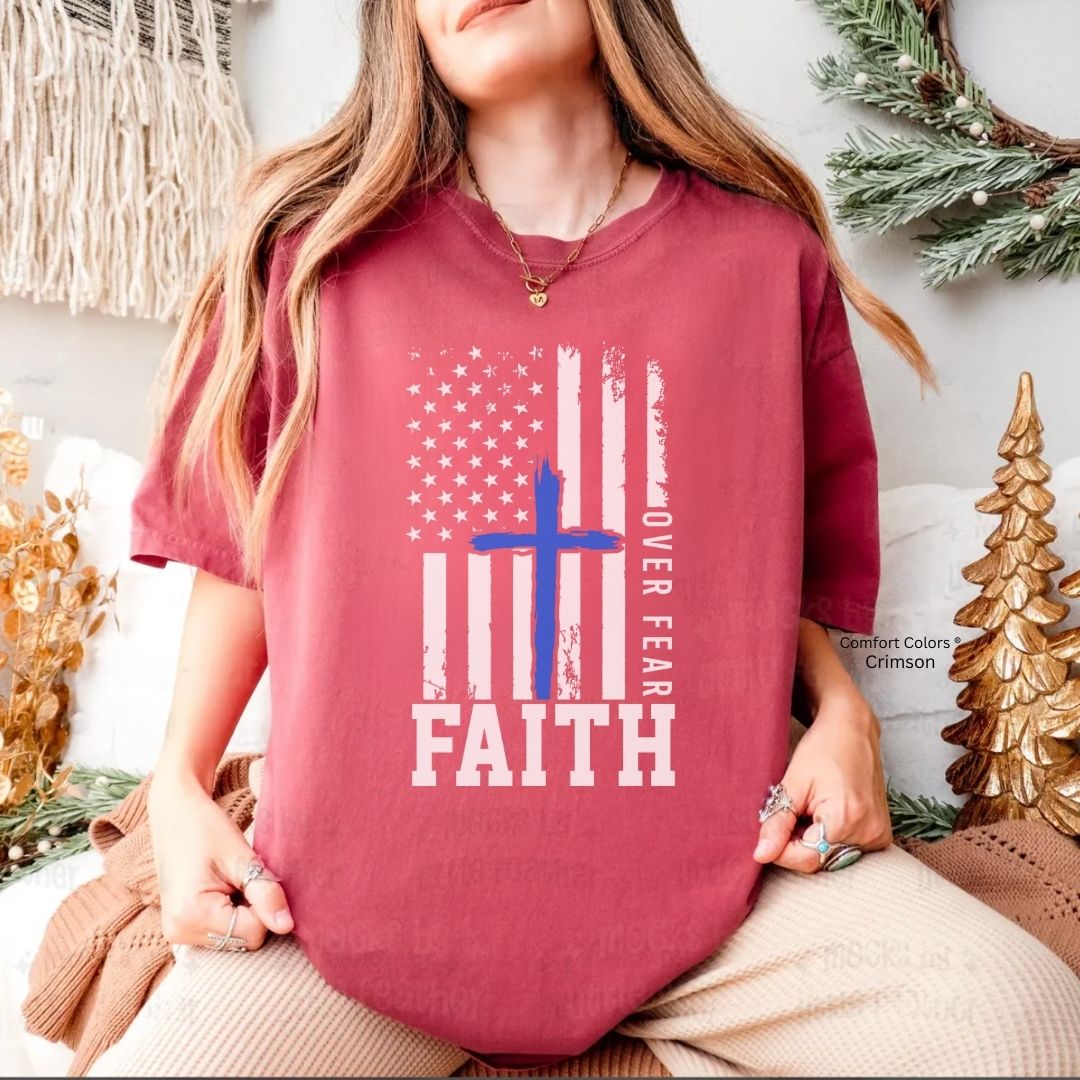 Faith Over Fear USA Flag Unisex T-Shirt