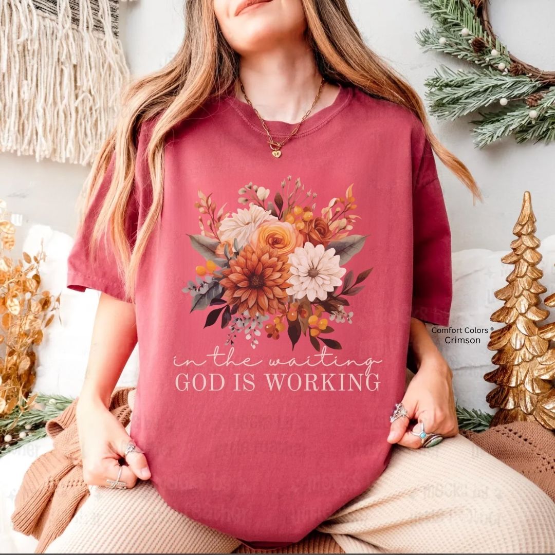 In the Waiting God is Working Boho Flowers Unisex T-shirt