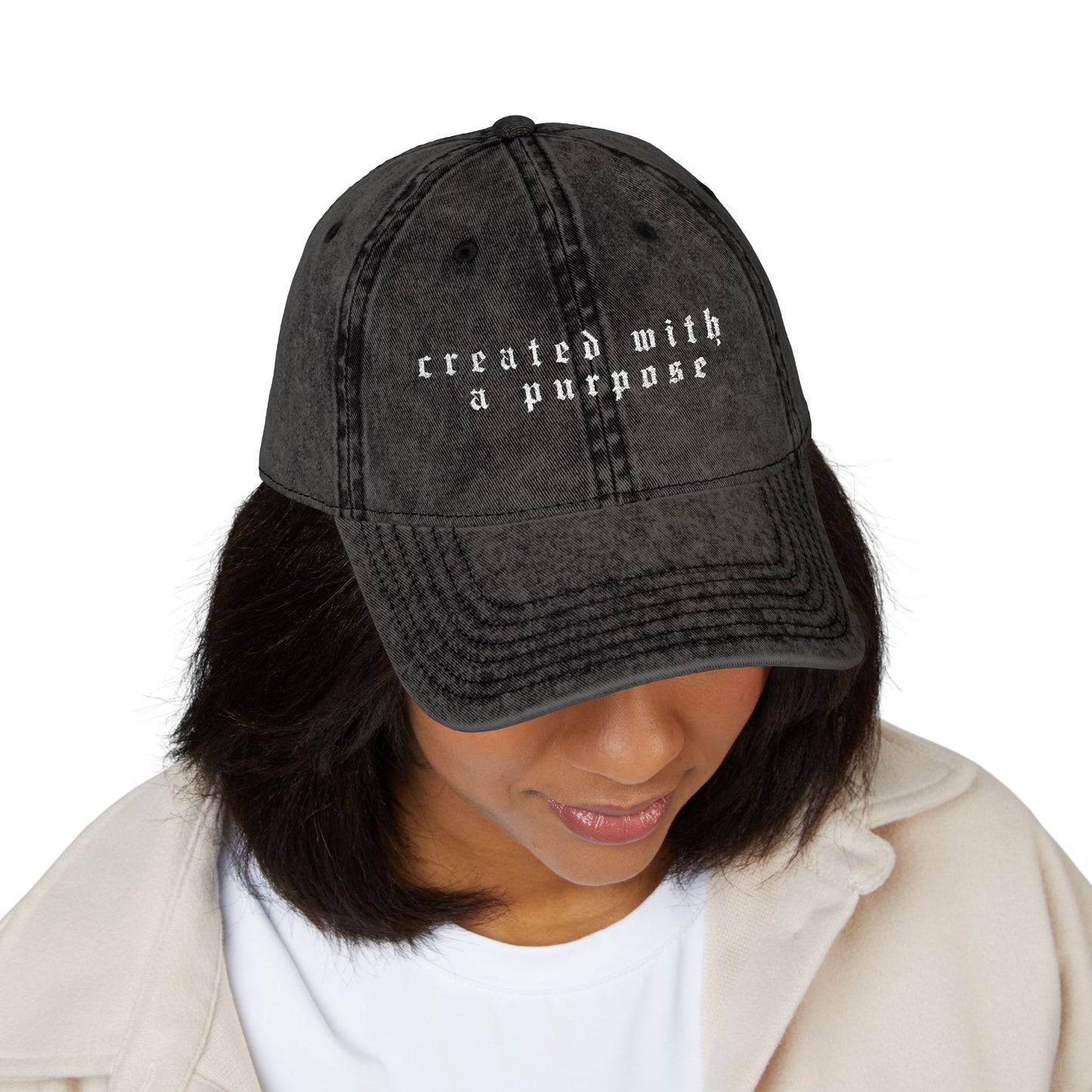 Embroidered Vintage Cap - 'created with a purpose'