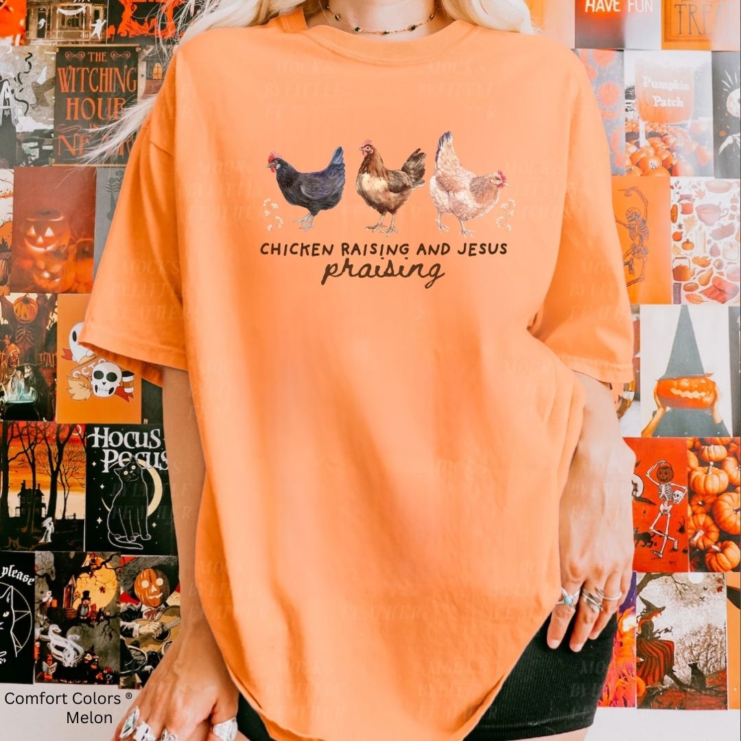 Chicken Raising Jesus Praying Faith & Farm Unisex Tshirt