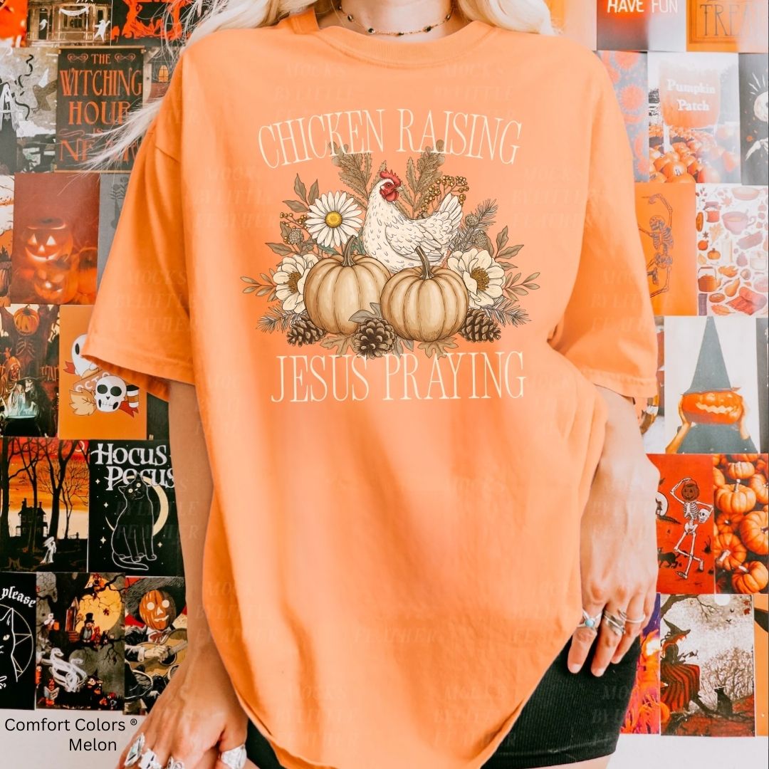 Chicken Raising Jesus Praying Faith & Farm Unisex Tshirt