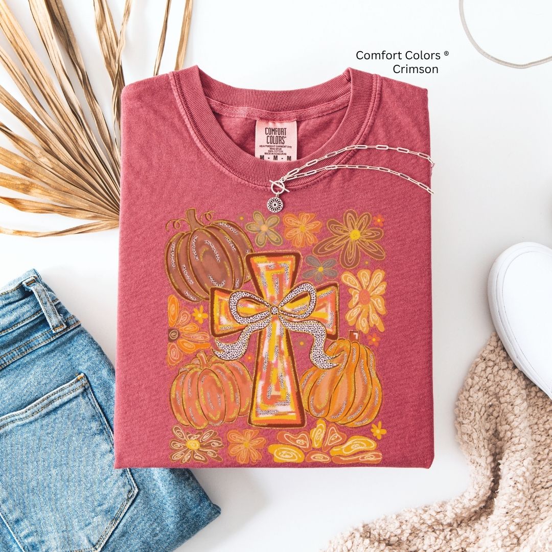Fall Pumpkin Cross Unisex Tshirt