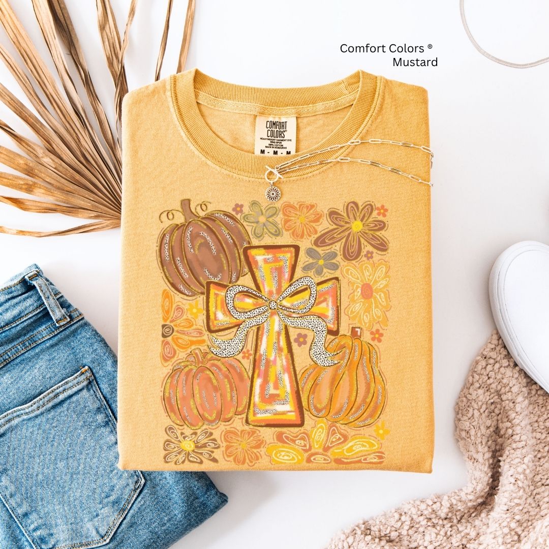 Fall Pumpkin Cross Unisex Tshirt