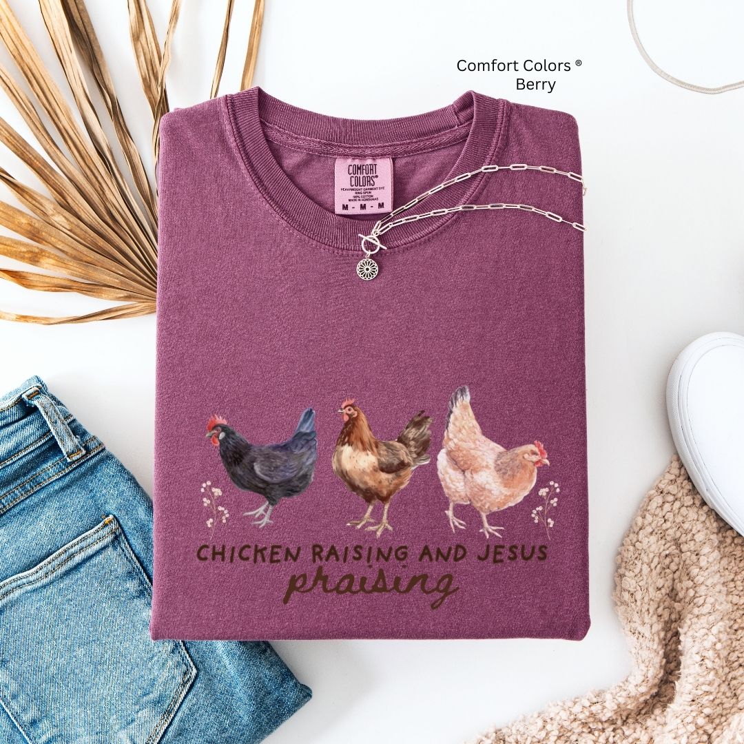 Chicken Raising Jesus Praying Faith & Farm Unisex Tshirt