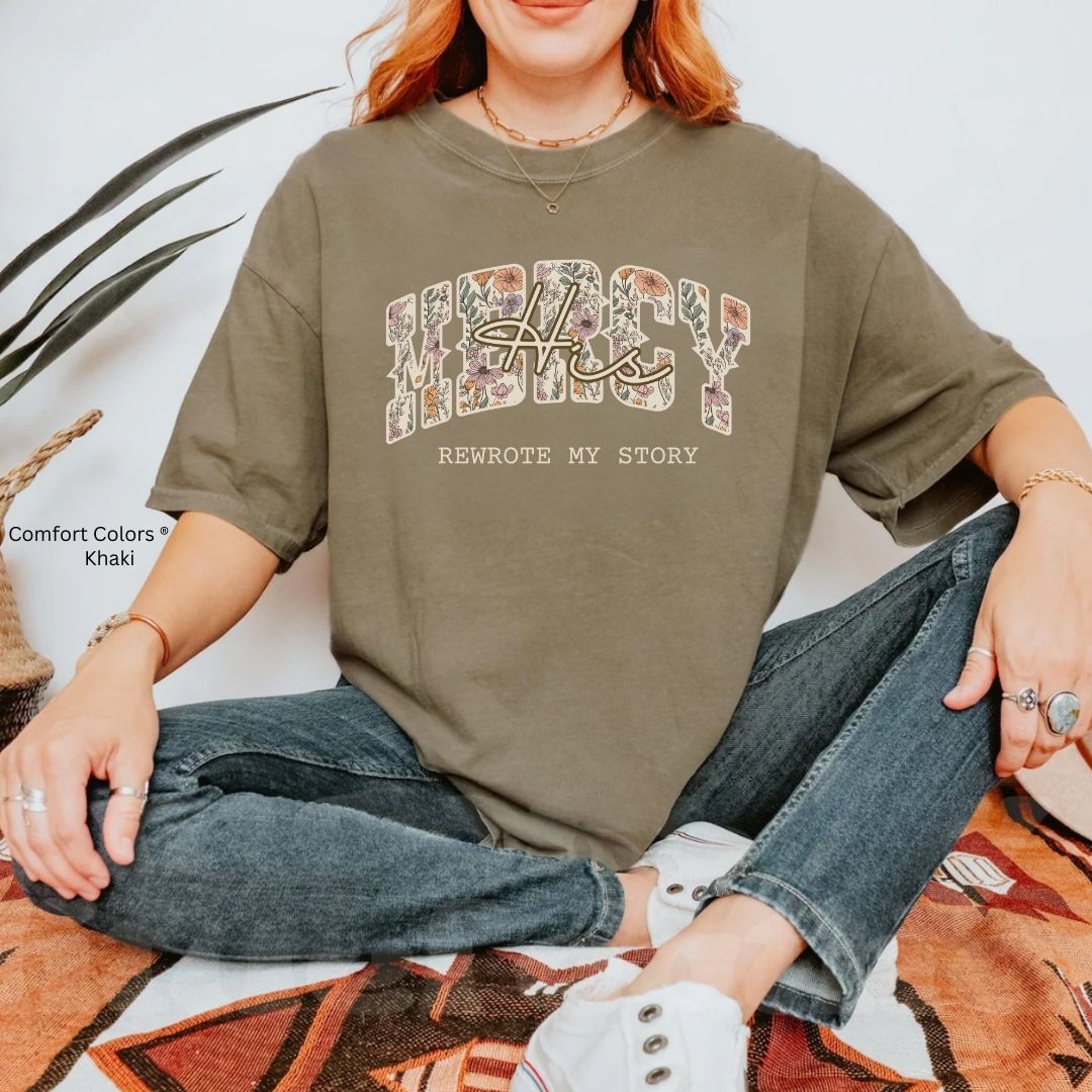His Mercy Rewrote My Story Boho Floral Unisex Shirt