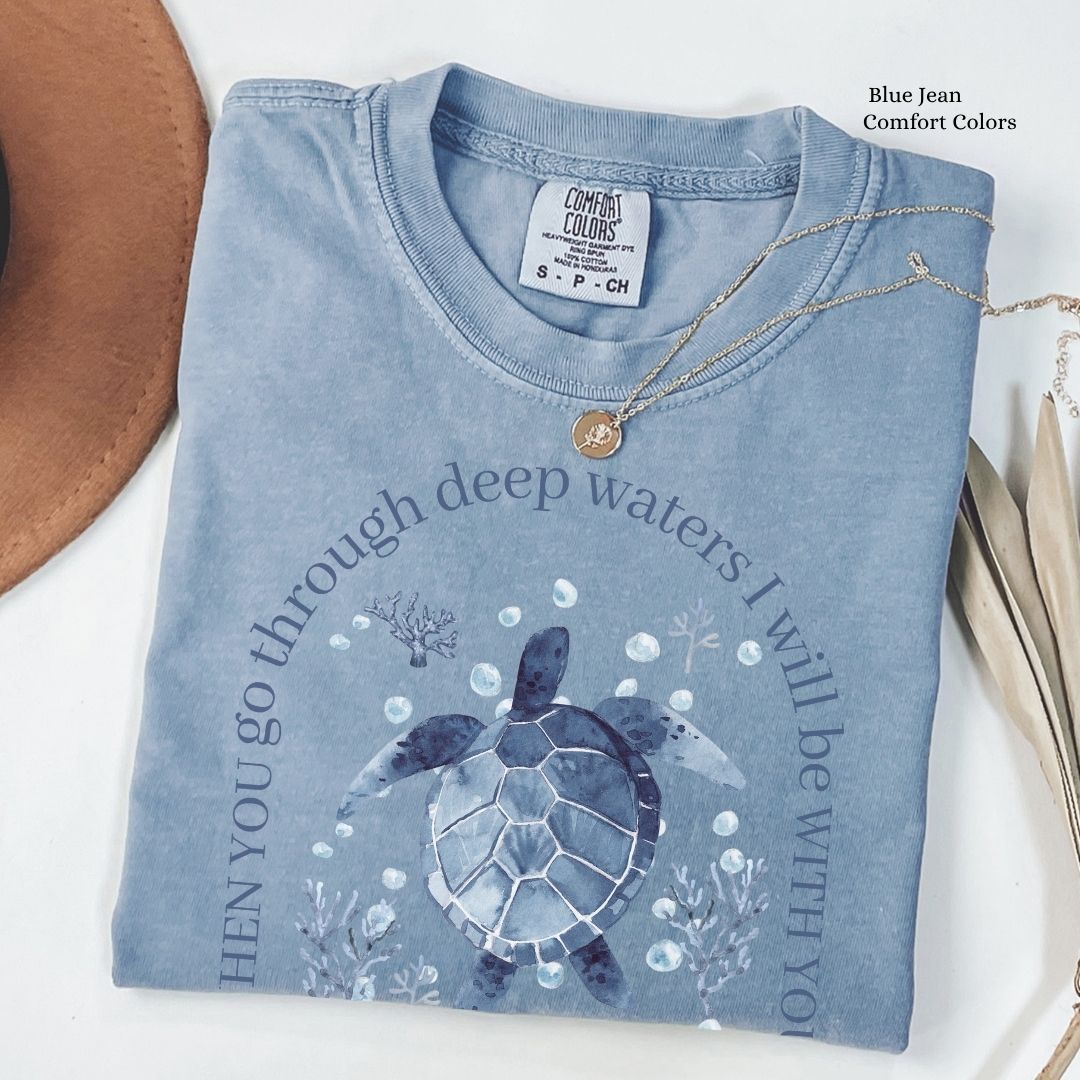 Deep Waters Turtle UnisexT-Shirt Isaiah 43:2