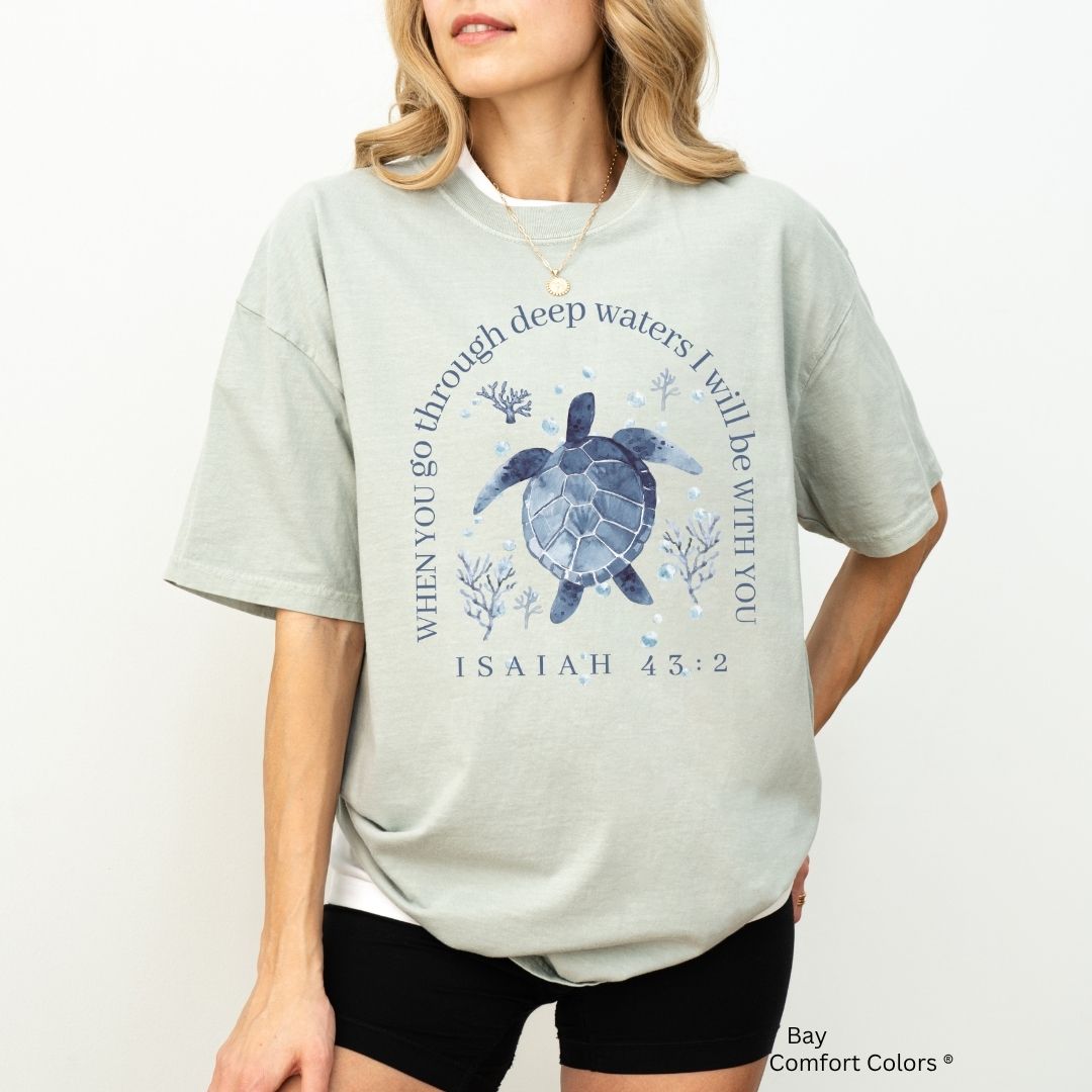 Deep Waters Turtle UnisexT-Shirt Isaiah 43:2