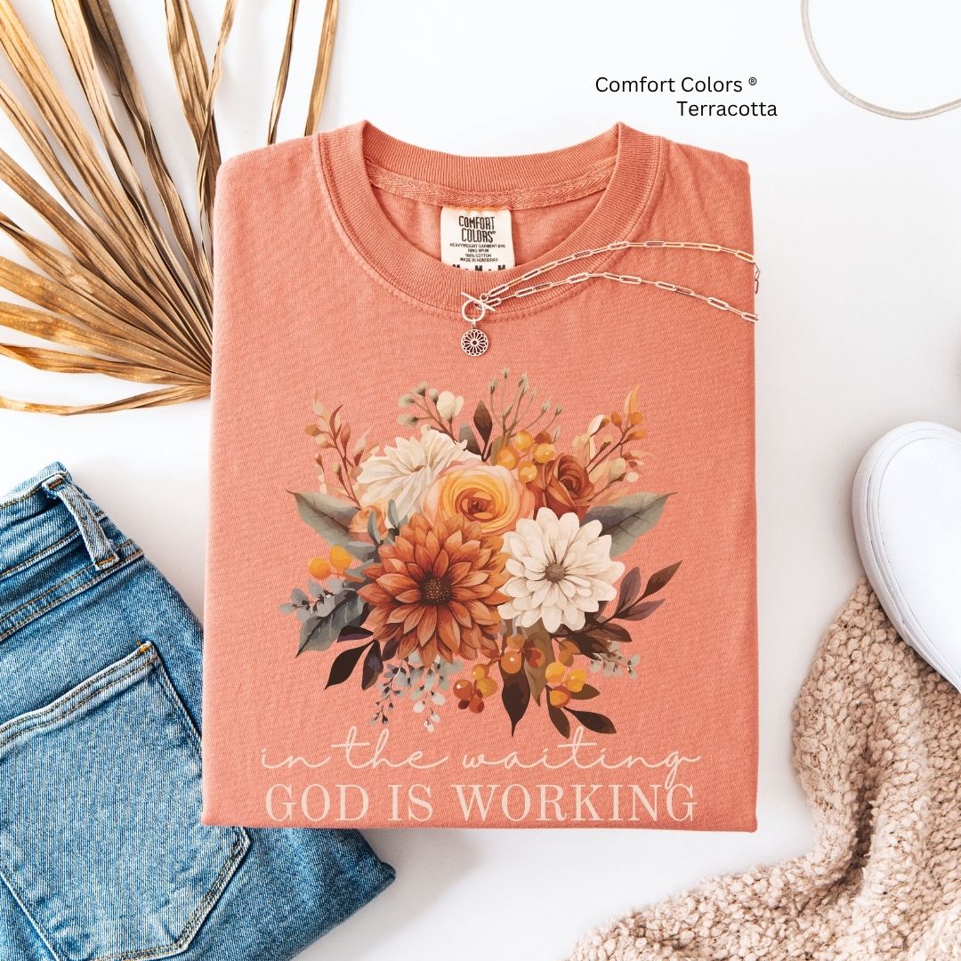 In the Waiting God is Working Boho Flowers Unisex T-shirt