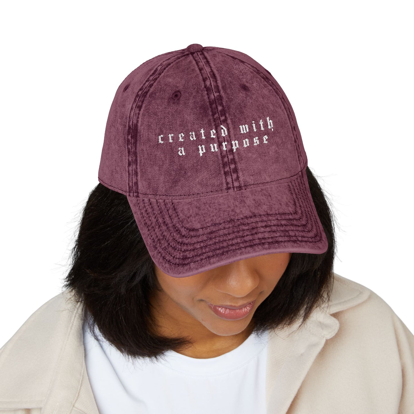 Embroidered Vintage Cap - 'created with a purpose'
