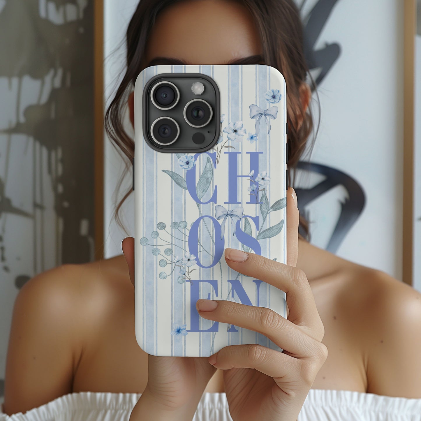Chosen Preppy Blue Floral Faith Phone Case