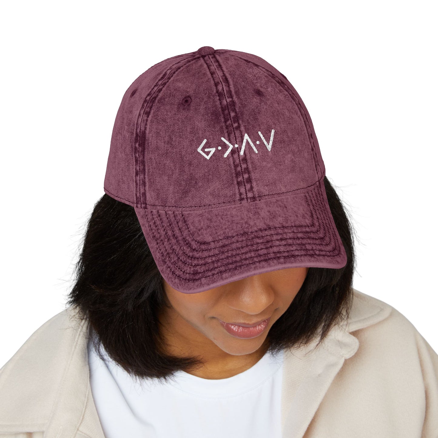 Embroidered Vintage Cap - 'god is greater than the highs and lows'