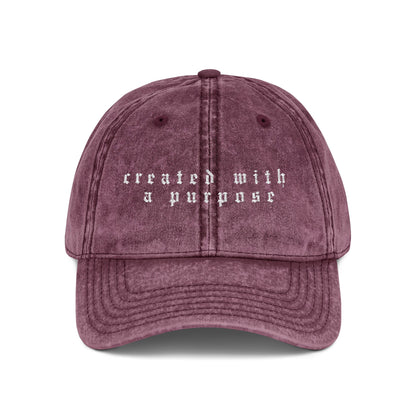 Embroidered Vintage Cap - 'created with a purpose'